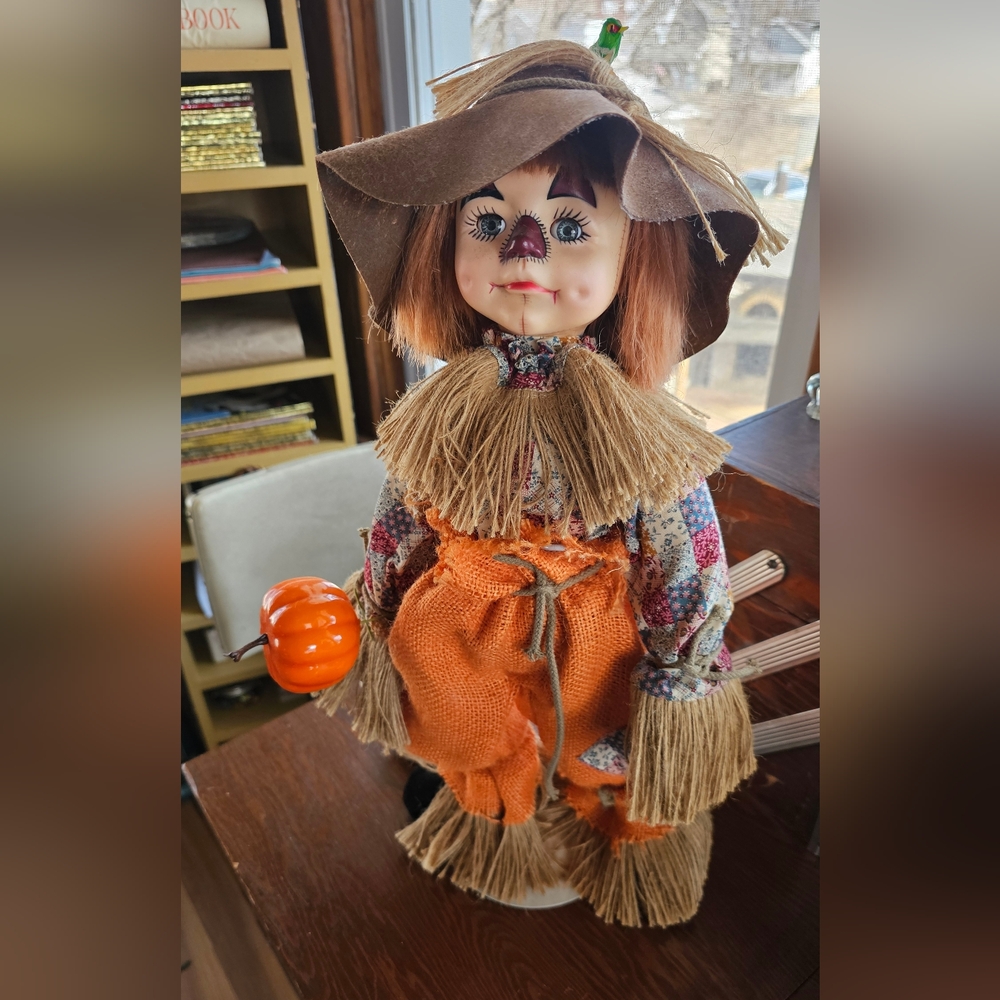 Scarecrow Doll with Orange Pumpkin Vintage Effanbee 1983 Faith Wick